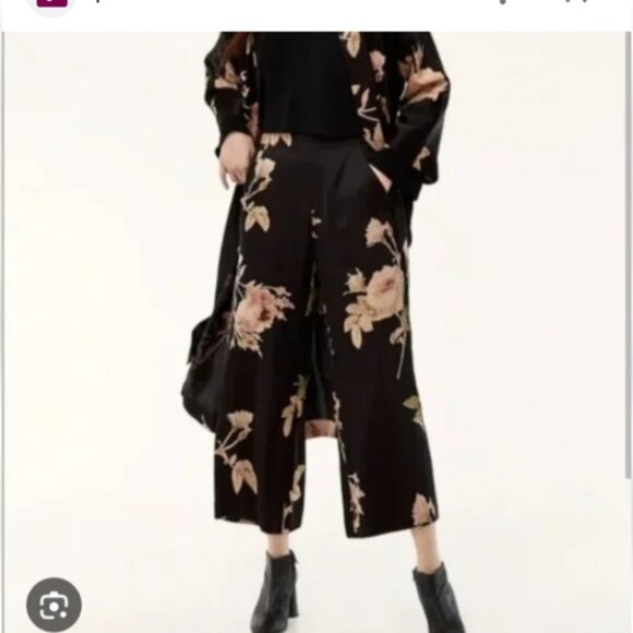 Wilfred Faun Black Satin Floral Pants XS - Picture 2 of 5